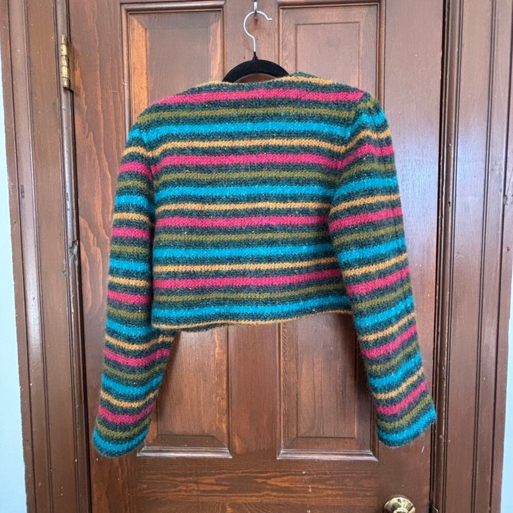 Vintage Missoni Cropped Striped Wool Cardigan Orange Label Italy Multicolor M - Picture 5 of 9